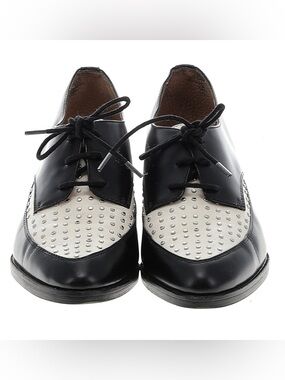 Banana Republic Erica Lace Up Studded Black & White Heeled Loafer 7.5